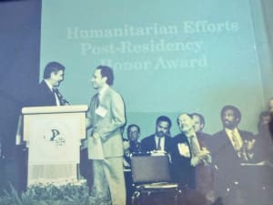 Creed K. Mamikunian, MD receiving the 1993 AAO-HNSF Humanitarian Efforts Committee Post Residency Honor Award